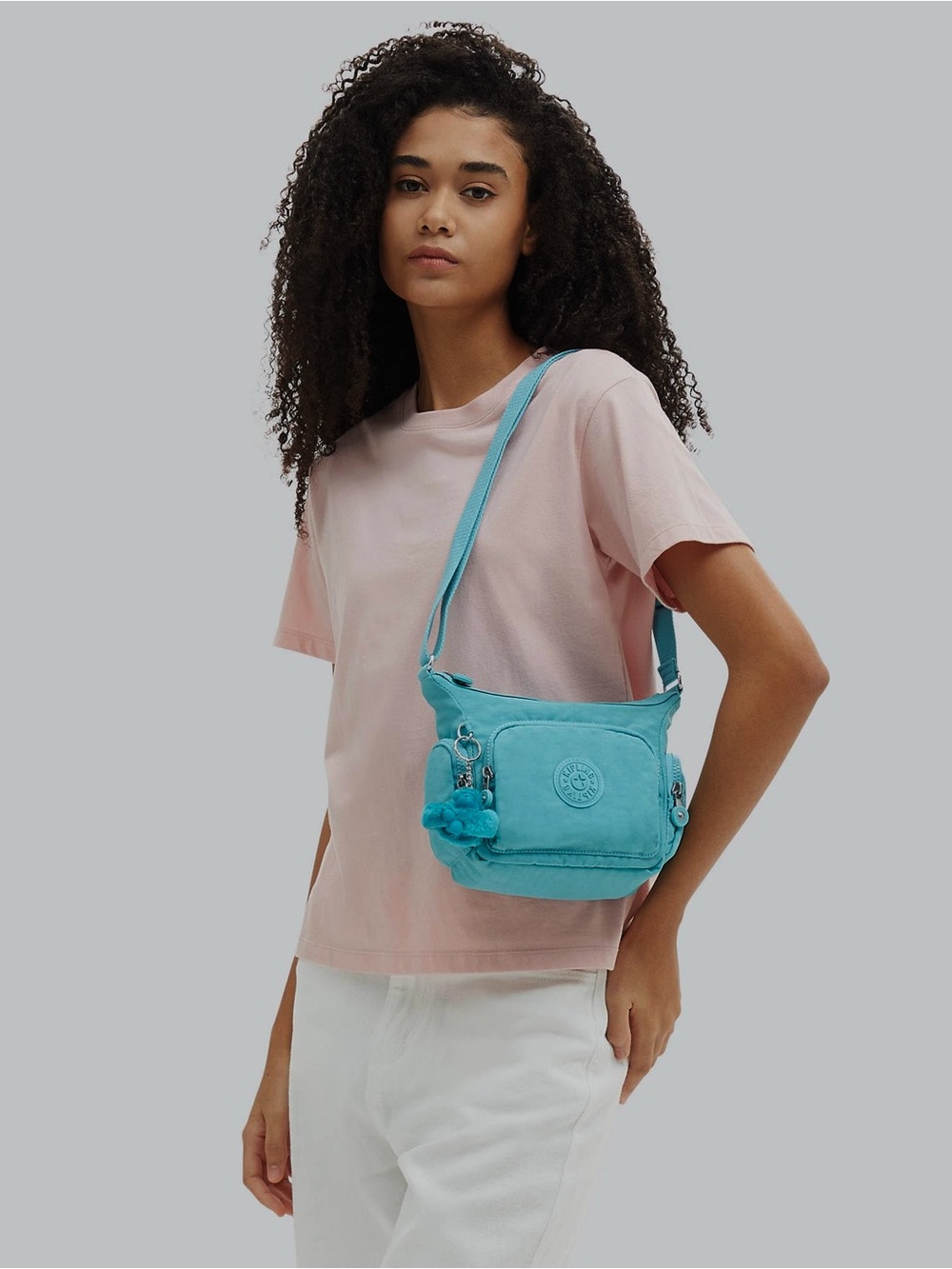 Kipling | Gabbie Mini Crossbody Bag Purse Deepest Aqua Blue Nylon Monkey NWT New - Picture 7 of 15